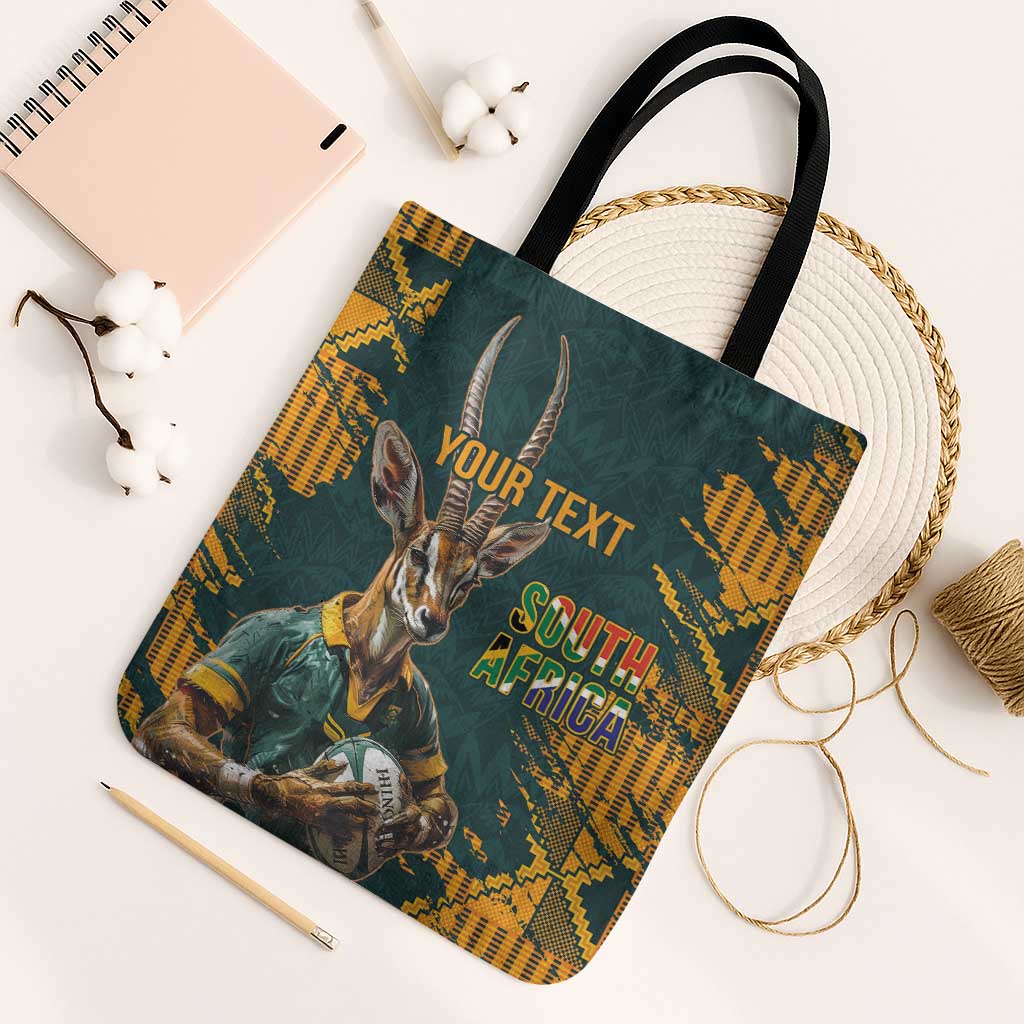 South Africa Rugby Custom Tote Bag Afro Springboks Mascot Sporty Version