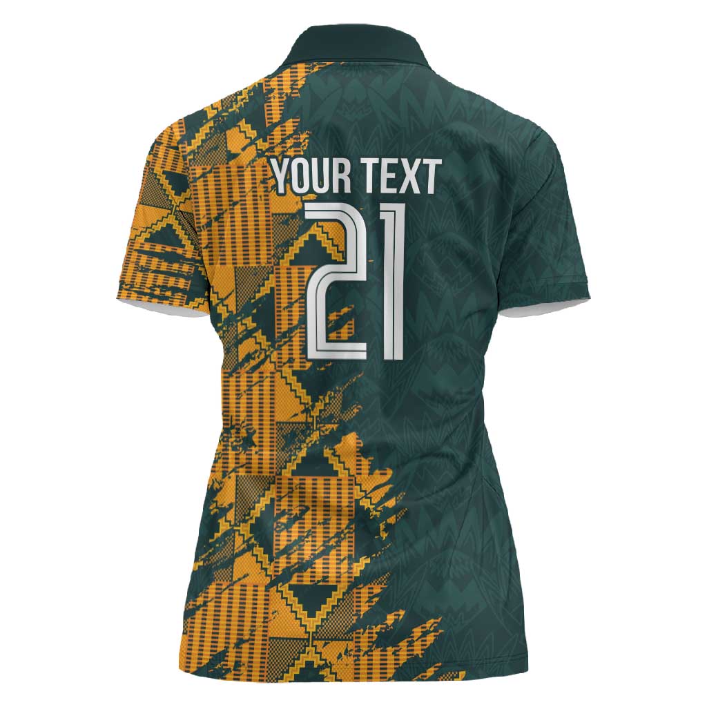 South Africa Rugby Custom Women Polo Shirt Afro Springboks Mascot Sporty Version