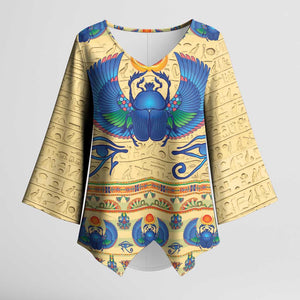Ancient Egypt Scarab Beetle Kimono Sleeve Blouse