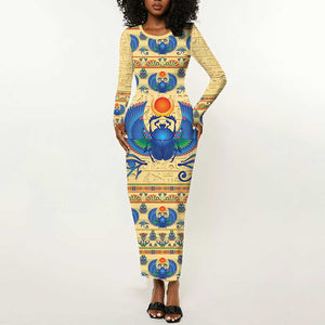Ancient Egypt Scarab Beetle Long Sleeve Bodycon Dress LT9