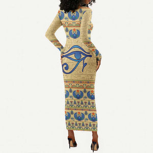 Ancient Egypt Scarab Beetle Long Sleeve Bodycon Dress LT9