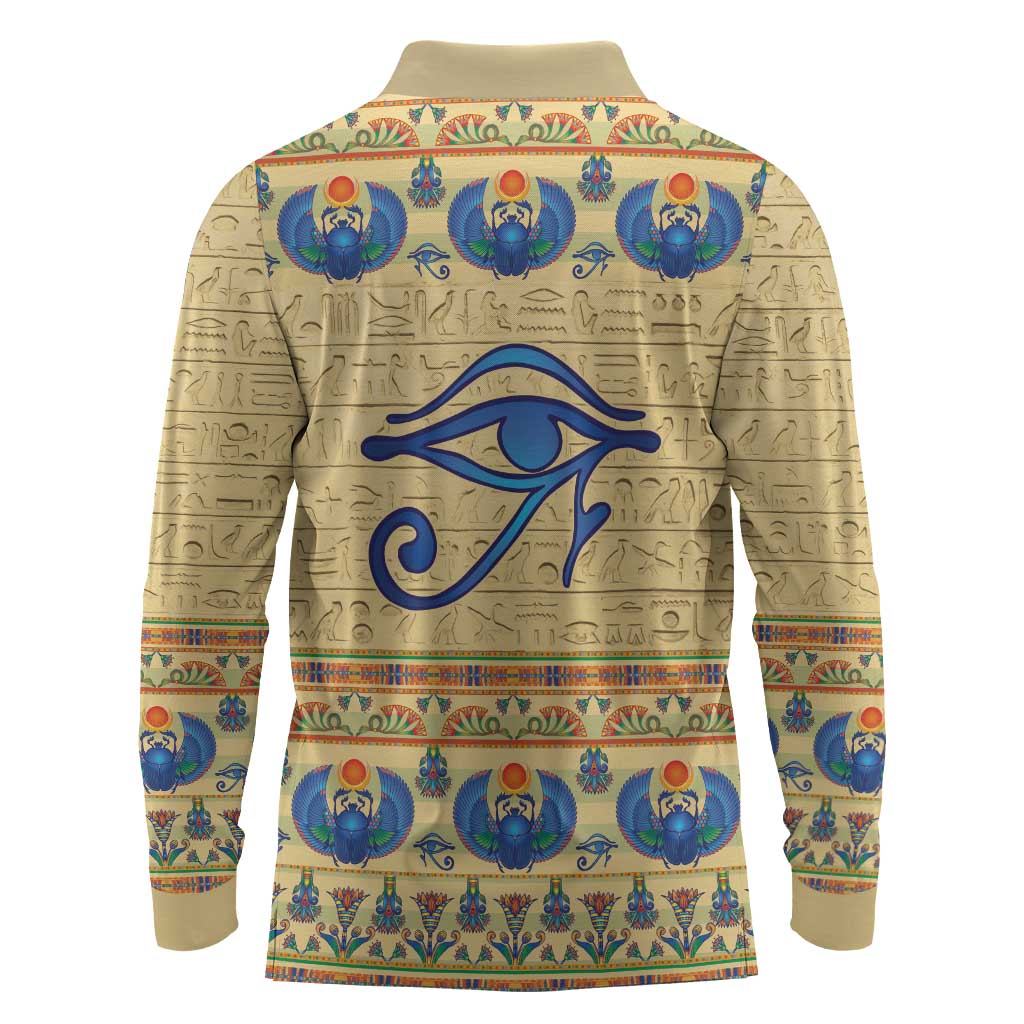 Ancient Egypt Scarab Beetle Long Sleeve Polo Shirt