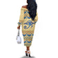Ancient Egypt Scarab Beetle Off The Shoulder Long Sleeve Dress