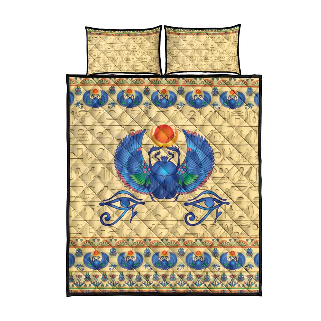 Ancient Egypt Scarab Beetle Quilt Bed Set
