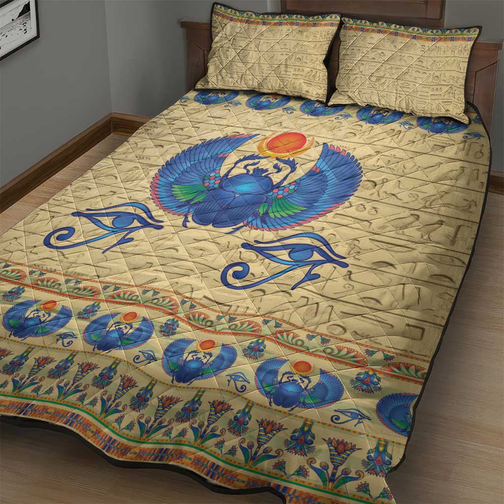 Ancient Egypt Scarab Beetle Quilt Bed Set