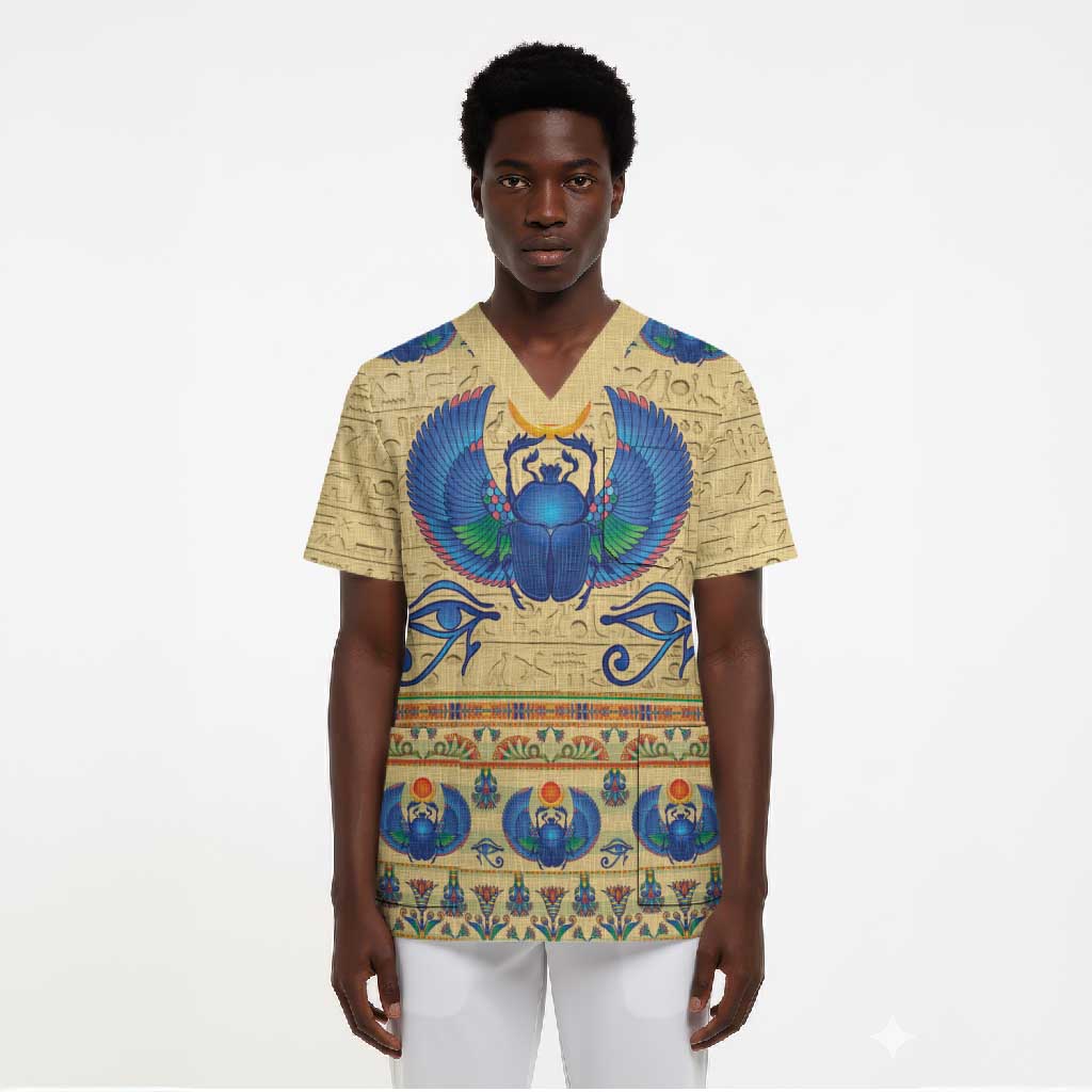 Ancient Egypt Scarab Beetle Scrub Top
