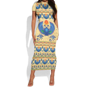 Ancient Egypt Scarab Beetle Short Sleeve Bodycon Dress LT9
