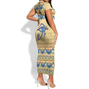 Ancient Egypt Scarab Beetle Short Sleeve Bodycon Dress LT9