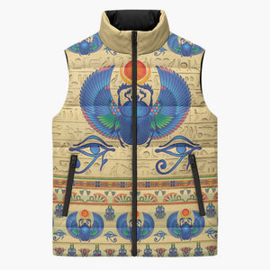 Ancient Egypt Scarab Beetle Sleeveless Puffer Jacket