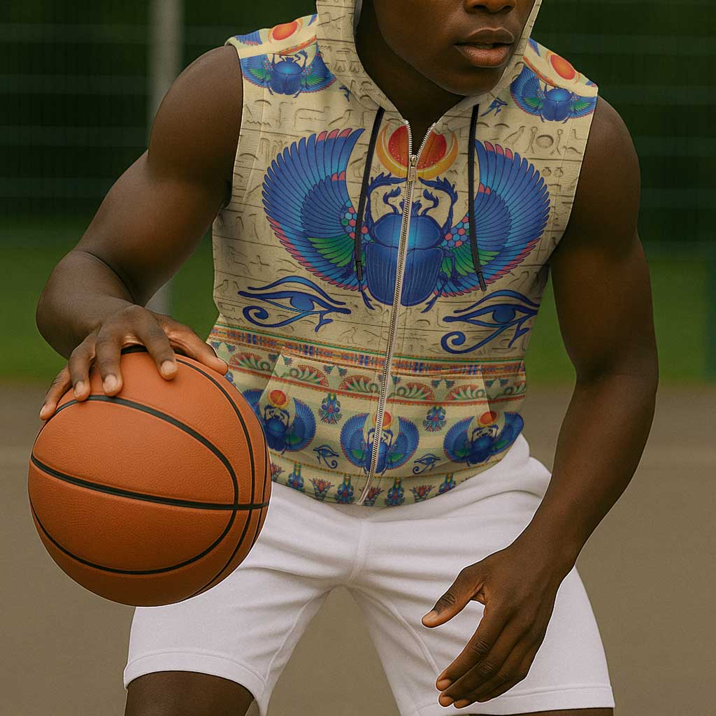 Ancient Egypt Scarab Beetle Sleeveless Zip Hoodie - African Pride