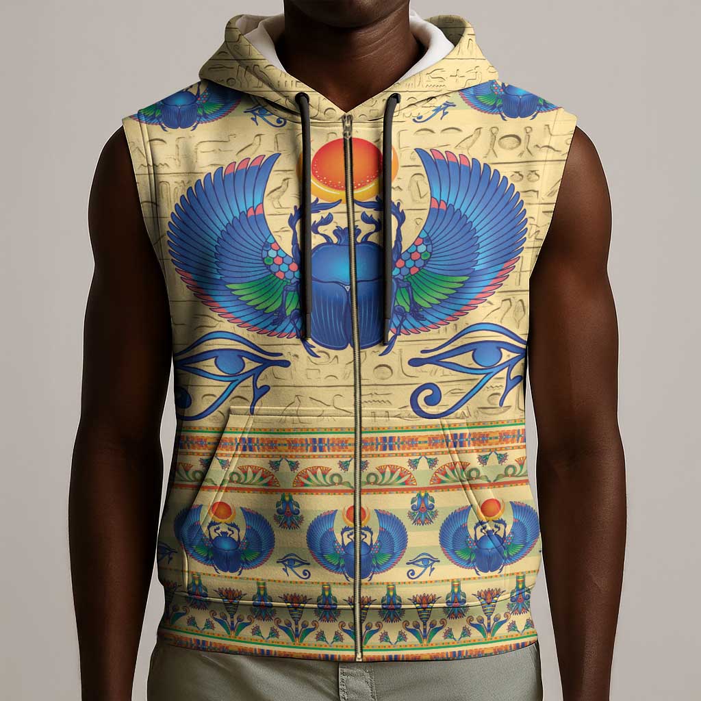Ancient Egypt Scarab Beetle Sleeveless Zip Hoodie - African Pride