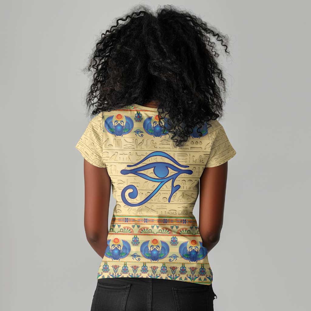 Ancient Egypt Scarab Beetle Women V-Neck T-Shirt