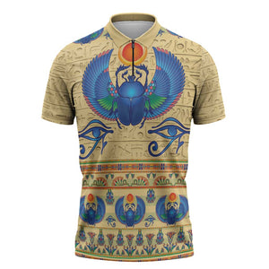 Ancient Egypt Scarab Beetle Zipper Polo Shirt