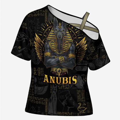 Anubis Egyptian God of Death Cross Shoulder Shirt
