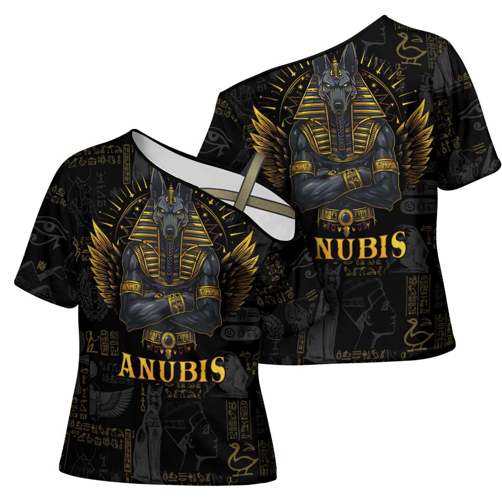 Anubis Egyptian God of Death Cross Shoulder Shirt
