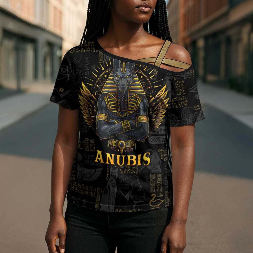 Anubis Egyptian God of Death Cross Shoulder Shirt