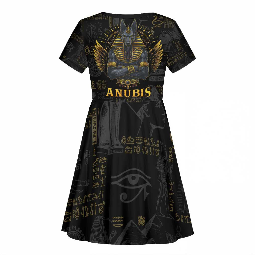 Anubis Egyptian God of Death Kid Short Sleeve Dress