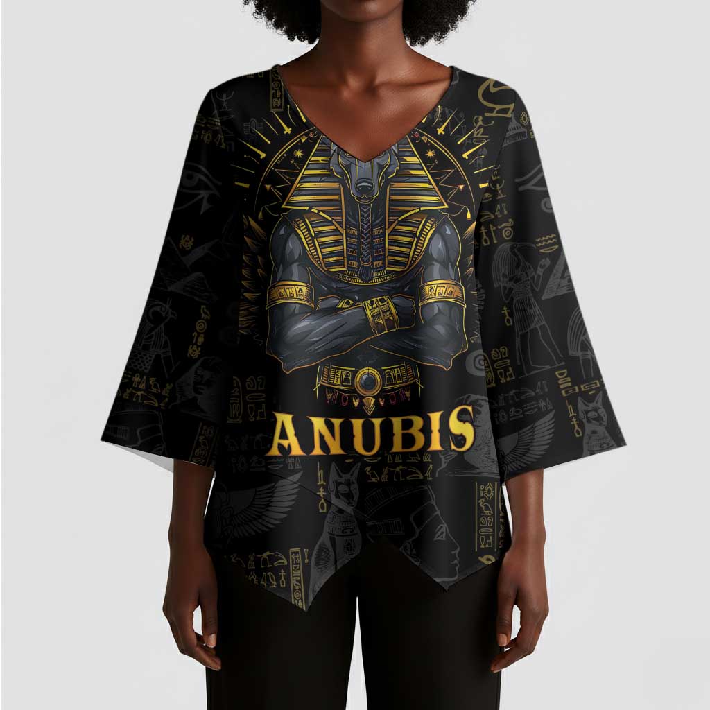 Anubis Egyptian God of Death Kimono Sleeve Blouse