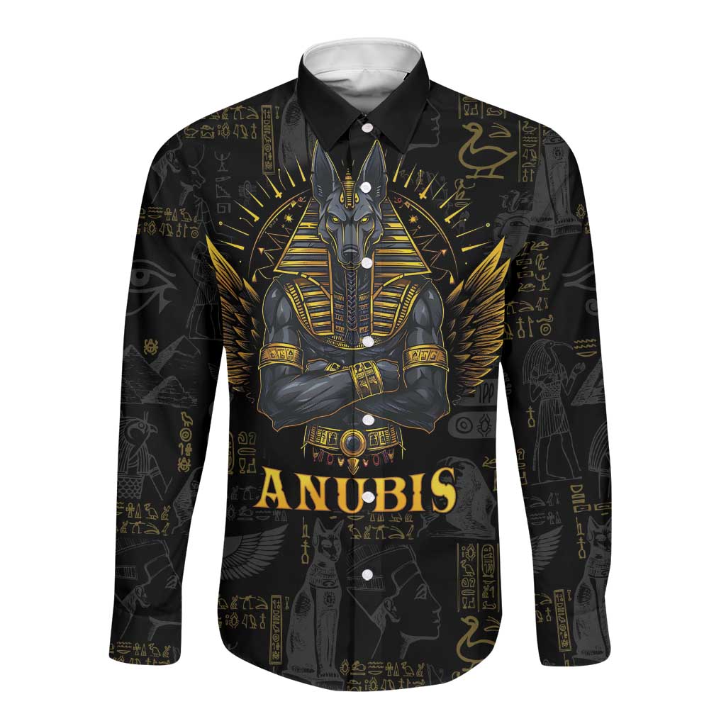 Anubis Egyptian God of Death Long Sleeve Button Shirt