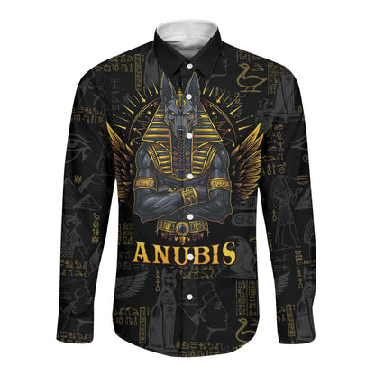Anubis Egyptian God of Death Long Sleeve Button Shirt