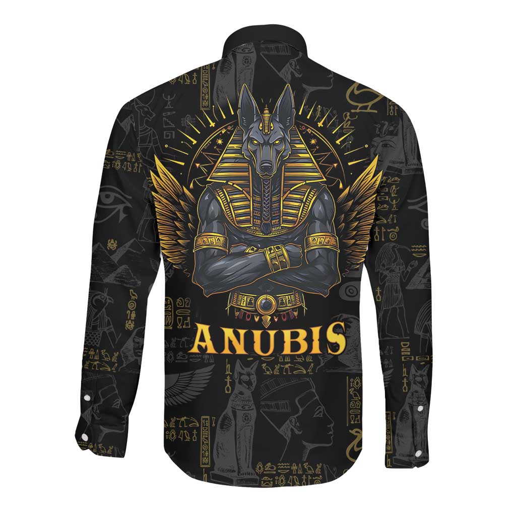 Anubis Egyptian God of Death Long Sleeve Button Shirt