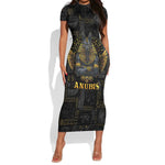 Anubis Egyptian God of Death Short Sleeve Bodycon Dress LT9