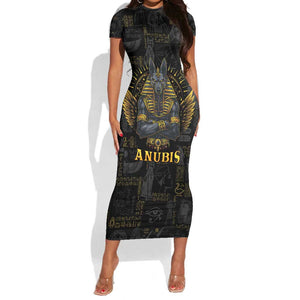 Anubis Egyptian God of Death Short Sleeve Bodycon Dress LT9