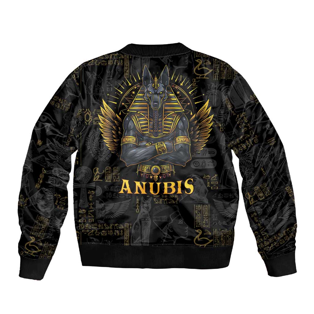 Anubis Egyptian God of Death Sleeve Zip Bomber Jacket