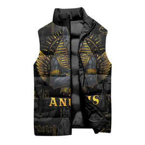 Anubis Egyptian God of Death Sleeveless Puffer Jacket
