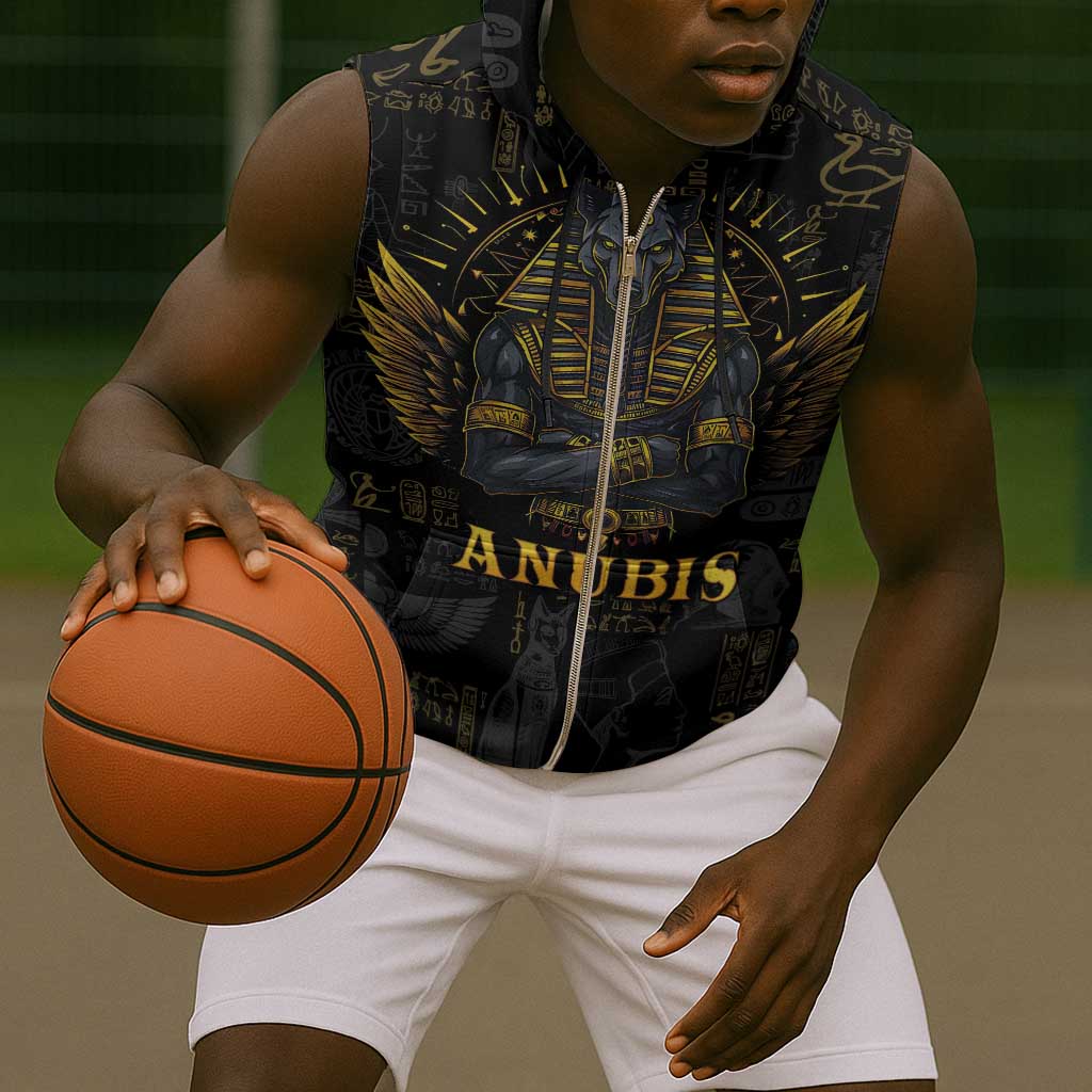 Anubis Egyptian God of Death Sleeveless Zip Hoodie - African Pride