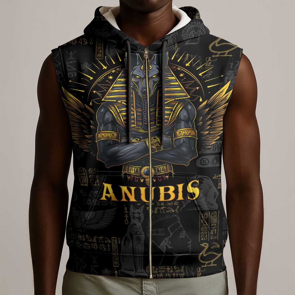 Anubis Egyptian God of Death Sleeveless Zip Hoodie - African Pride