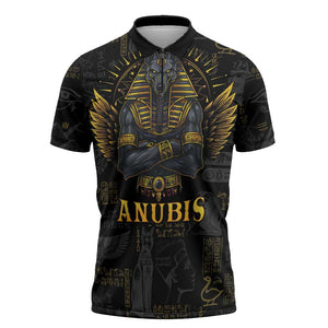 Anubis Egyptian God of Death Zipper Polo Shirt