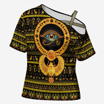 Egyptian God of The Sun Eye of Ra Cross Shoulder Shirt