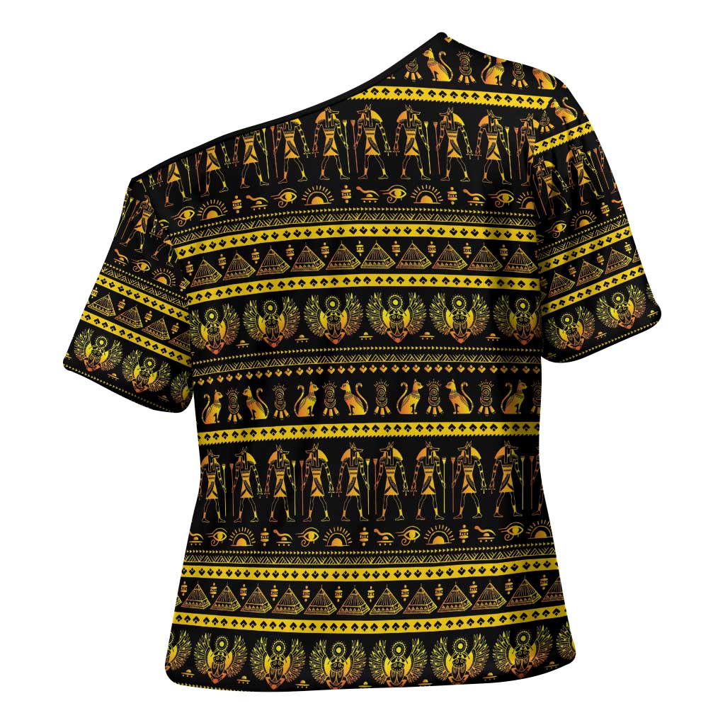 Egyptian God of The Sun Eye of Ra Cross Shoulder Shirt