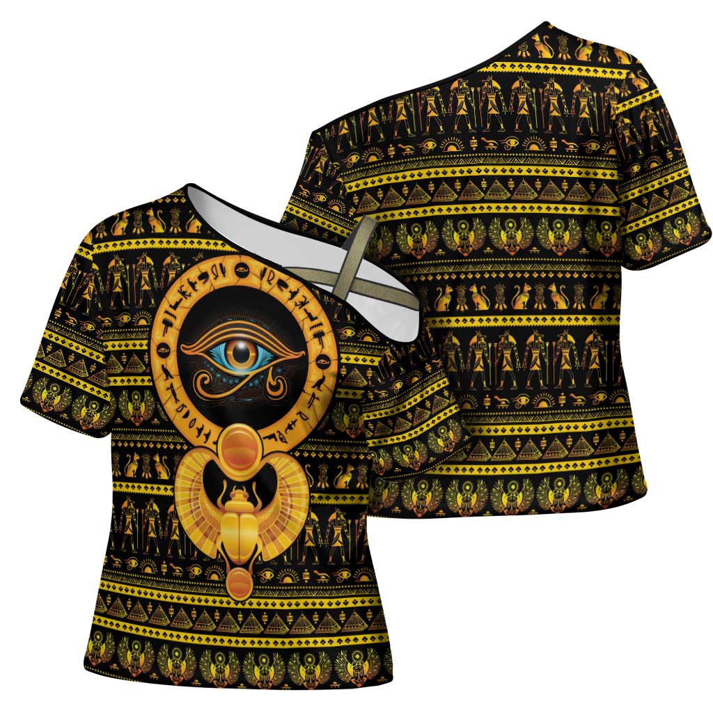 Egyptian God of The Sun Eye of Ra Cross Shoulder Shirt