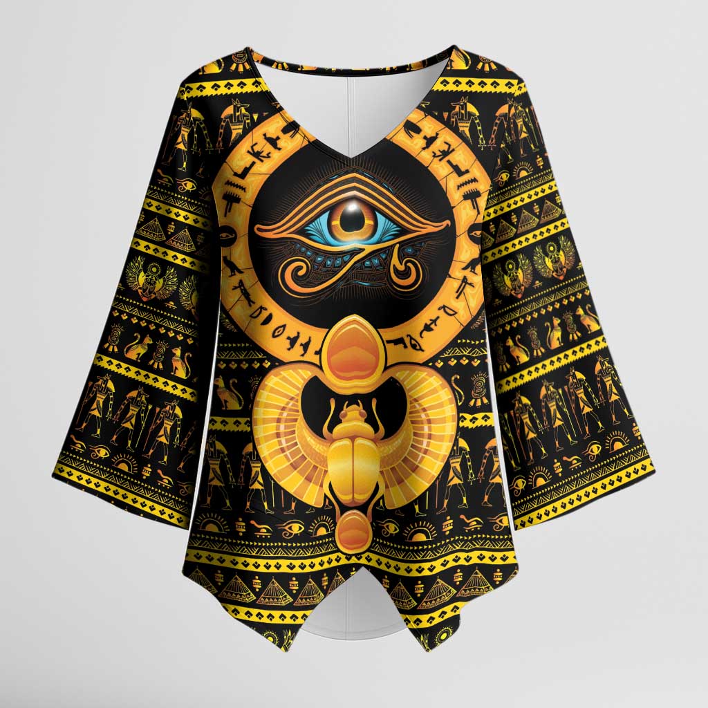 Egyptian God of The Sun Eye of Ra Kimono Sleeve Blouse