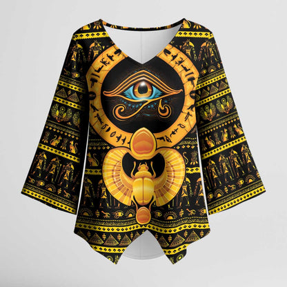 Egyptian God of The Sun Eye of Ra Kimono Sleeve Blouse