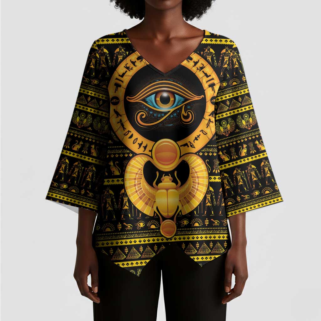 Egyptian God of The Sun Eye of Ra Kimono Sleeve Blouse