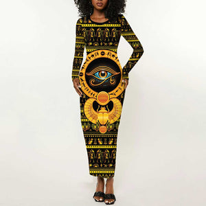 Egyptian God of The Sun Eye of Ra Long Sleeve Bodycon Dress LT9
