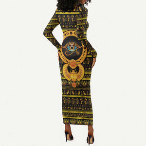 Egyptian God of The Sun Eye of Ra Long Sleeve Bodycon Dress LT9