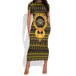 Egyptian God of The Sun Eye of Ra Short Sleeve Bodycon Dress LT9