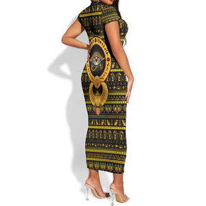 Egyptian God of The Sun Eye of Ra Short Sleeve Bodycon Dress LT9