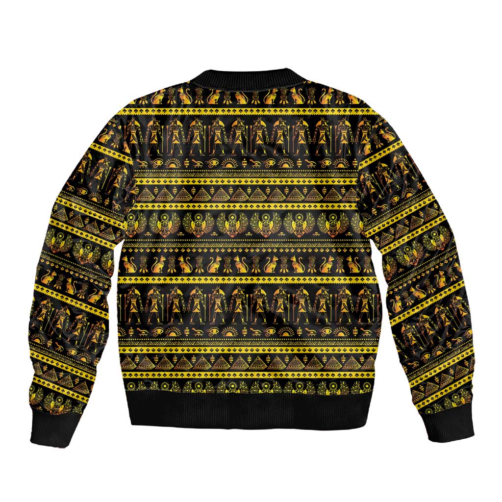 Egyptian God of The Sun Eye of Ra Sleeve Zip Bomber Jacket