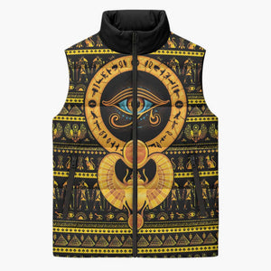 Egyptian God of The Sun Eye of Ra Sleeveless Puffer Jacket