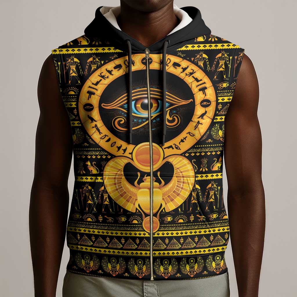 Egyptian God of The Sun Eye of Ra Sleeveless Zip Hoodie - African Pride
