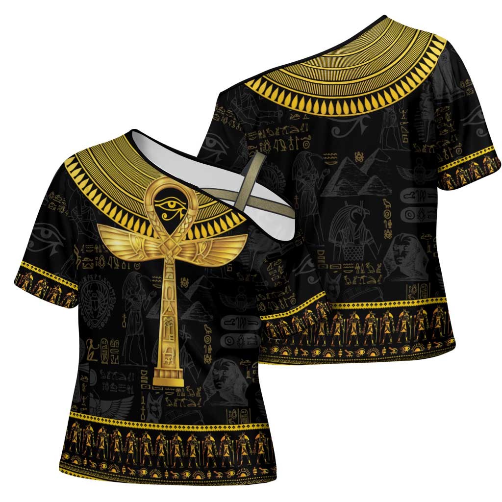 The Ankh Egyptian Hieroglyphs Cross Shoulder Shirt