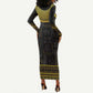 The Ankh Egyptian Hieroglyphs Long Sleeve Bodycon Dress LT9