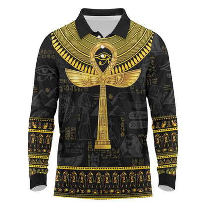 The Ankh Egyptian Hieroglyphs Long Sleeve Polo Shirt