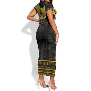 The Ankh Egyptian Hieroglyphs Short Sleeve Bodycon Dress LT9