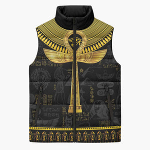 The Ankh Egyptian Hieroglyphs Sleeveless Puffer Jacket